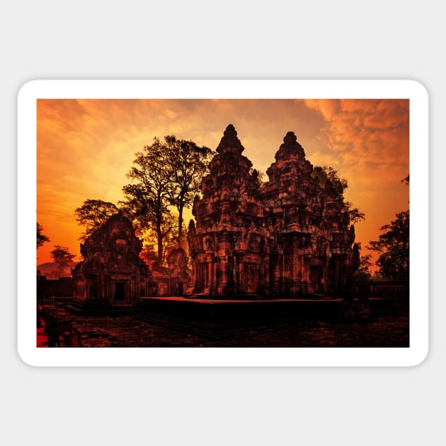 Bantey Srei temple sunrise Sticker by dags
